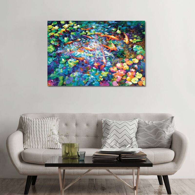 iCanvas "Koi Fish And Water Lilies II" by Leon Devenice Canvas Print - 32x48x1.5
