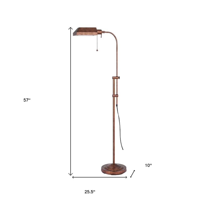 57 Inch Adjustable Floor Lamp with Square Metal Shade for Living Room