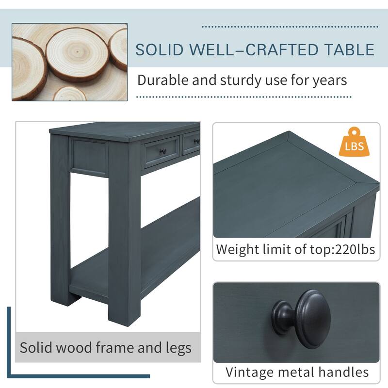 63" Solid Wood Console Table Elegant Chic Entryway Table Side Table