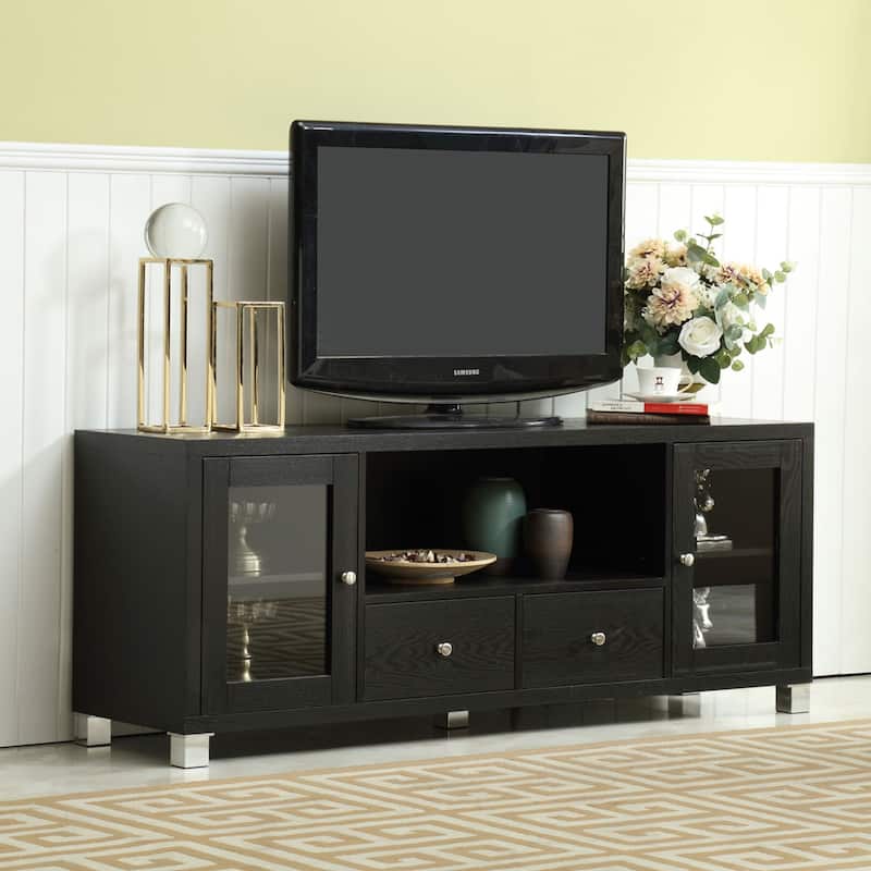 Black 2 Drawers 60-in TV Stand for TVs