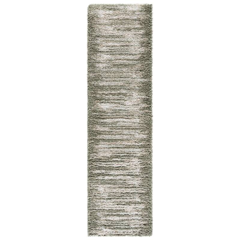 SAFAVIEH Atlantis Shag Annerose Ultra Thick Plush Rug - 2'2" x 8' Runner - Green/Ivory