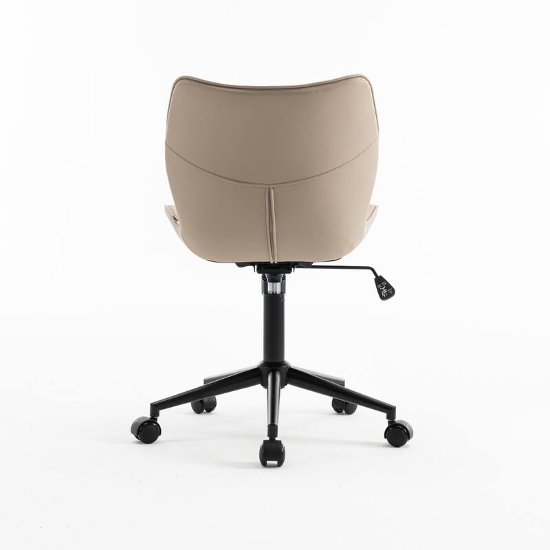 Faux Leather Office Chair with Wheels, Upholstered Task Chair