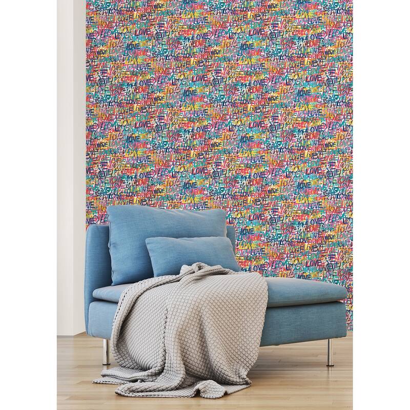 Indio Multicolor Love Scribble Wallpaper