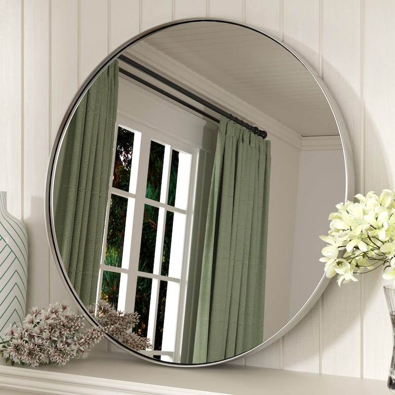 Round Wall Mirror with Metal Frame for Bathroom Vanity(1 Piece)