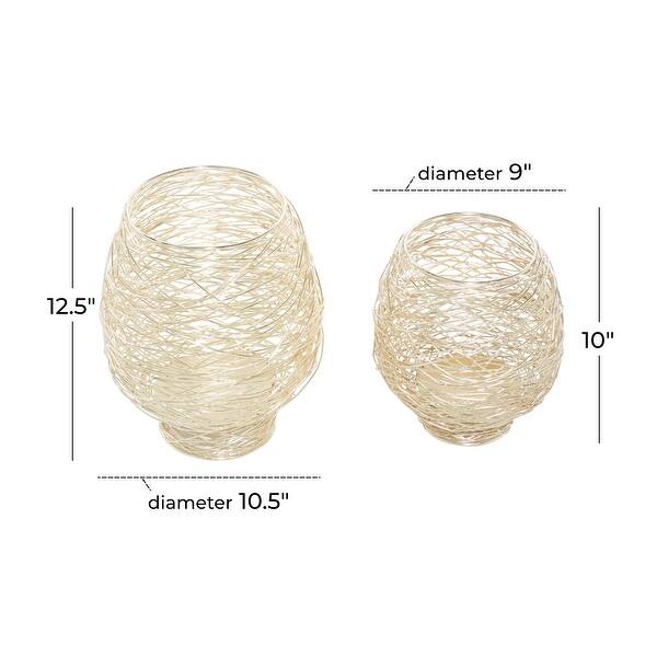 CosmoLiving by Cosmopolitan Gold Metal Tealight Decorative Indoor Outdoor Candle Lantern (Set of 2) - S/2 13", 10"H
