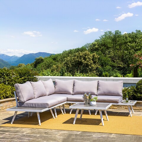 Glitzhome 6-Piece Outdoor Modern Aluminum Sectional Sofa Set