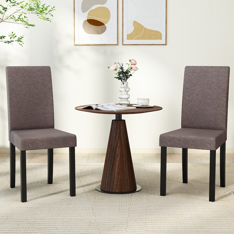 Gymax Dining Chair Set of 4 Fabric Upholstered Rubber Wood Legs Side