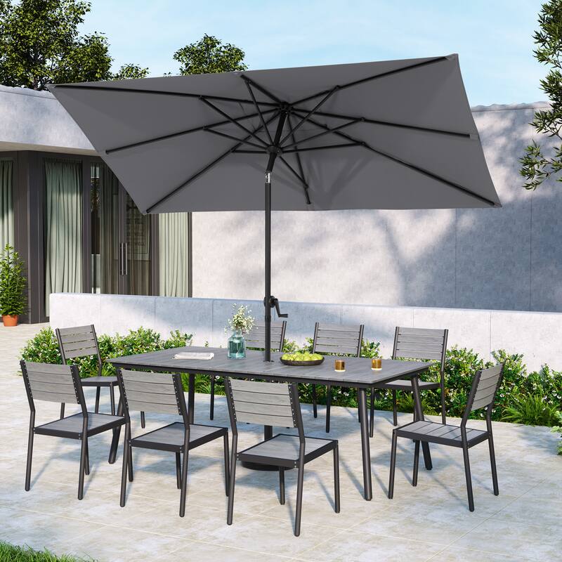 Pellebant Outdoor 9 x 5 FT Patio Market Umbrella Rectangular - DarkGrey-NoBase