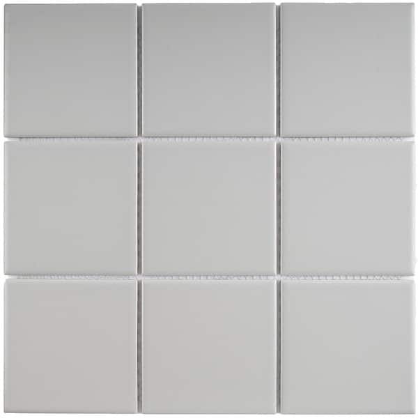 slide 2 of 5, TileGen. 4" x 4" Porcelain Mosaic Tile in Light Gray Floor and Wall Tile (11 sheets/10.56sqft.)