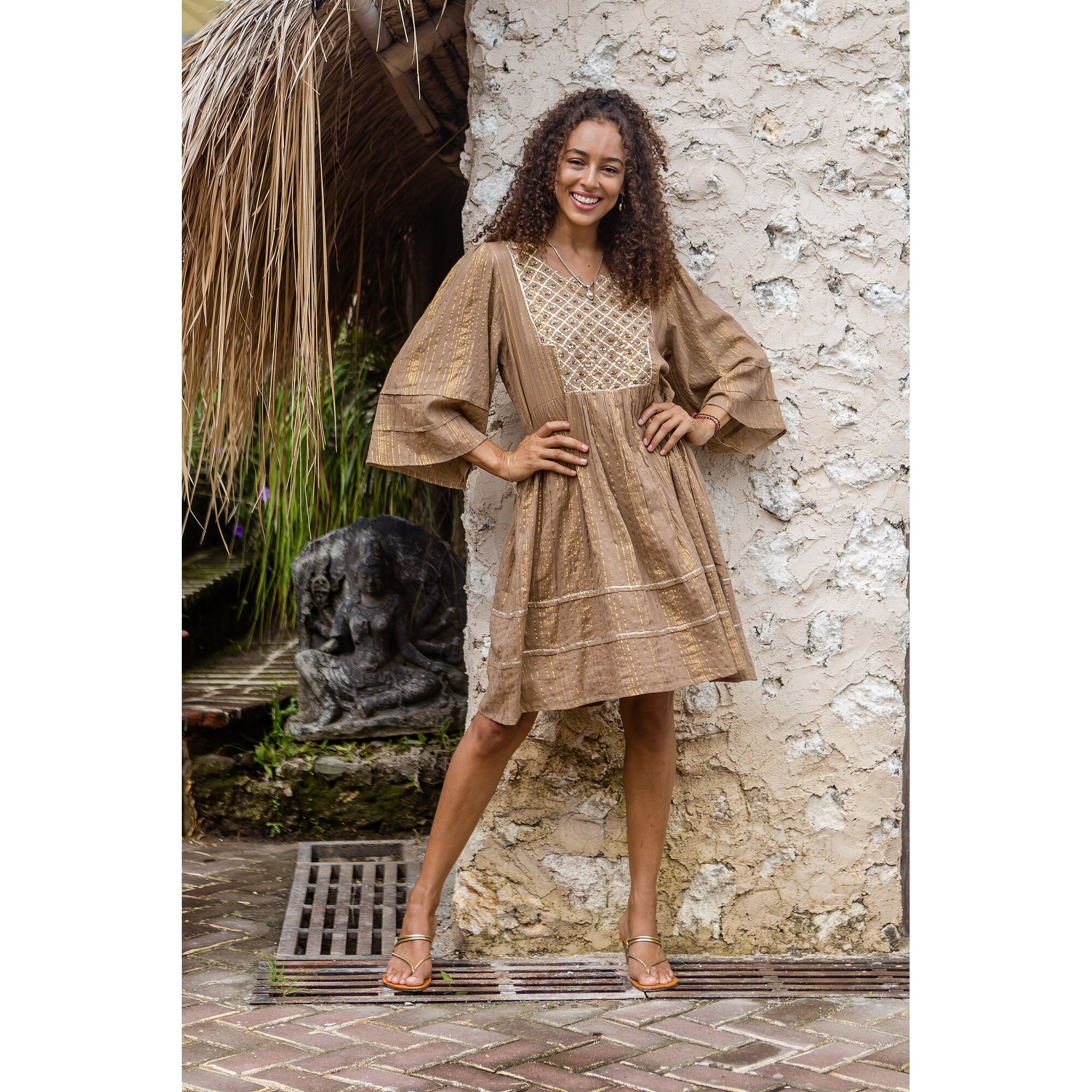 cotton blend shift dress ASOS Design - Knit Cotton Blend Shift Dress - Women - Polyester/Cotton - L