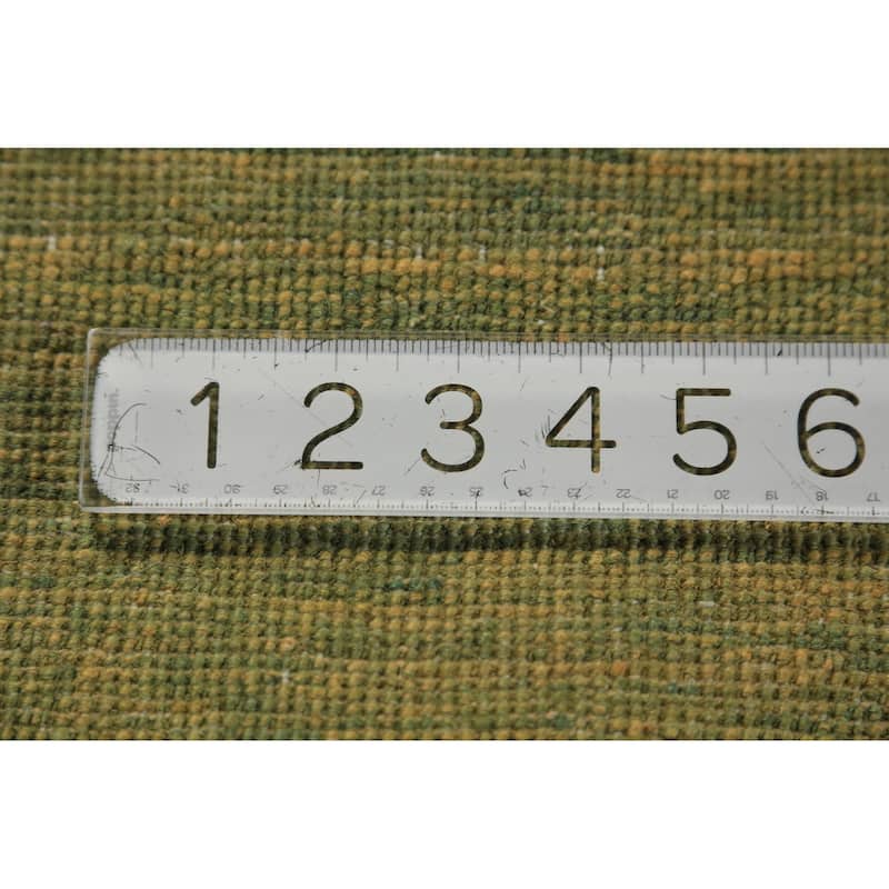 Green Gabbeh Modern Area Rug Hand-Knotted Wool Carpet - 4'9" x 6'4"