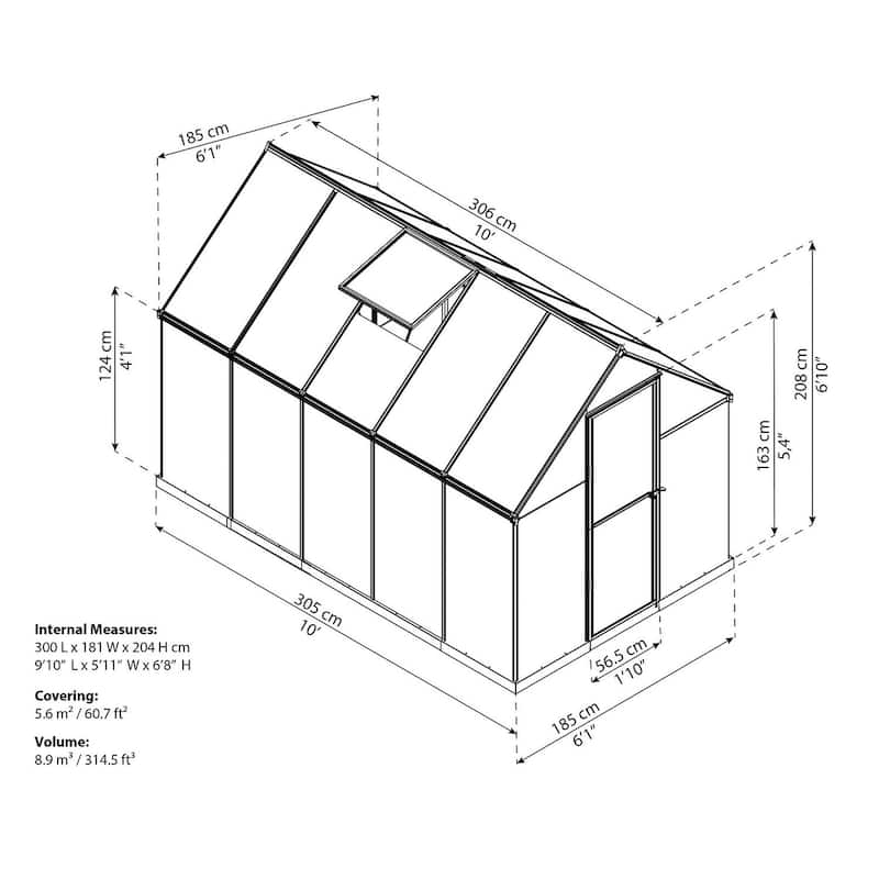 Palram - Canopia Outdoor Mythos 6' x 10' Greenhouse - Green