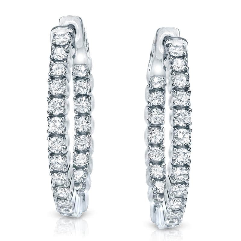 Auriya 14k Gold 1 3/4cttw Medium Diamond Hoop Earrings - 0.86-inch - White Gold