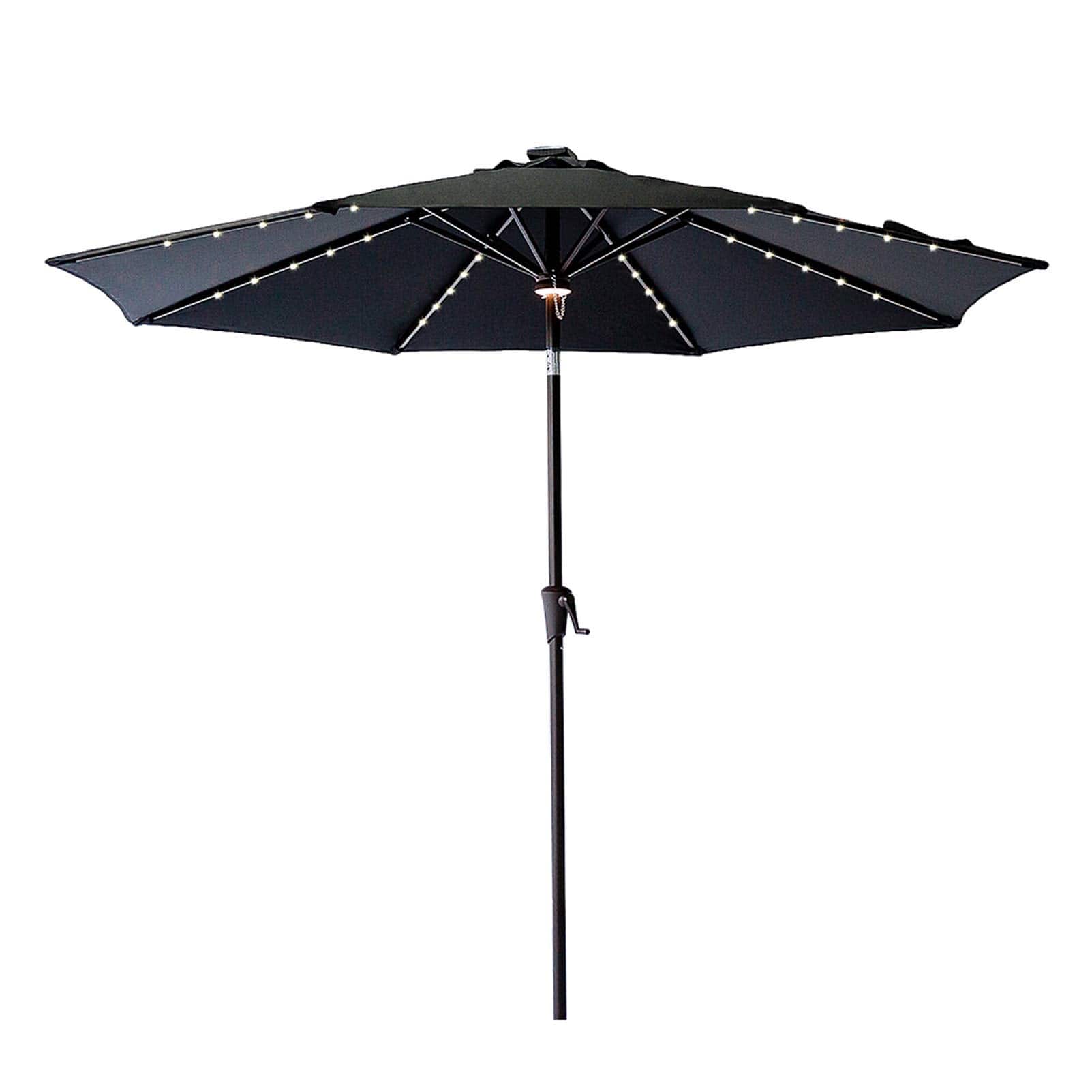 11 ft Outdoor Patio Market Table Umbrella with Solar LED Lights and