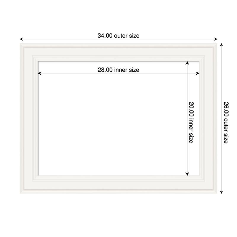 Amanti Art Ridge Black Framed Dry Erase Magnetic Board - 34 x 26 in - Ridge White