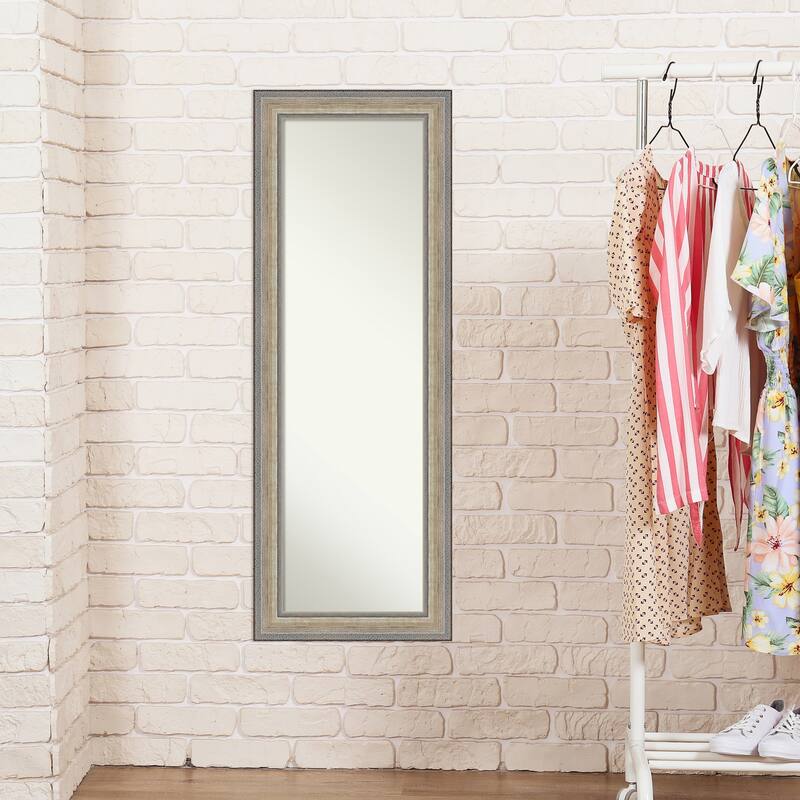 Fleur Champagne Silver Non-Beveled Wood Framed Full-Length On the Door Mirror - Fleur Champagne Silver - Glass Size 14x48