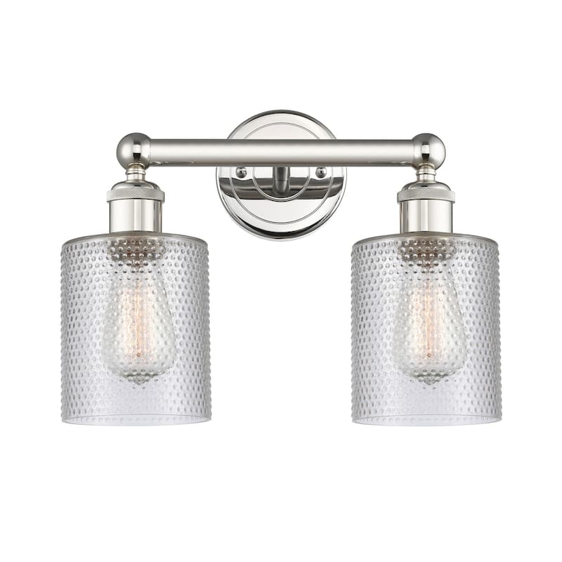 Innovations Lighting 616-2W-12-14 Cobbleskill Vanity Cobbleskill 2 - Polished Nickel / Clear