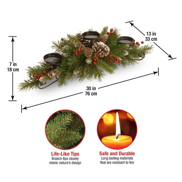 National Tree Company 30 in. Frosted Berry Centerpiece and Candle Holder
