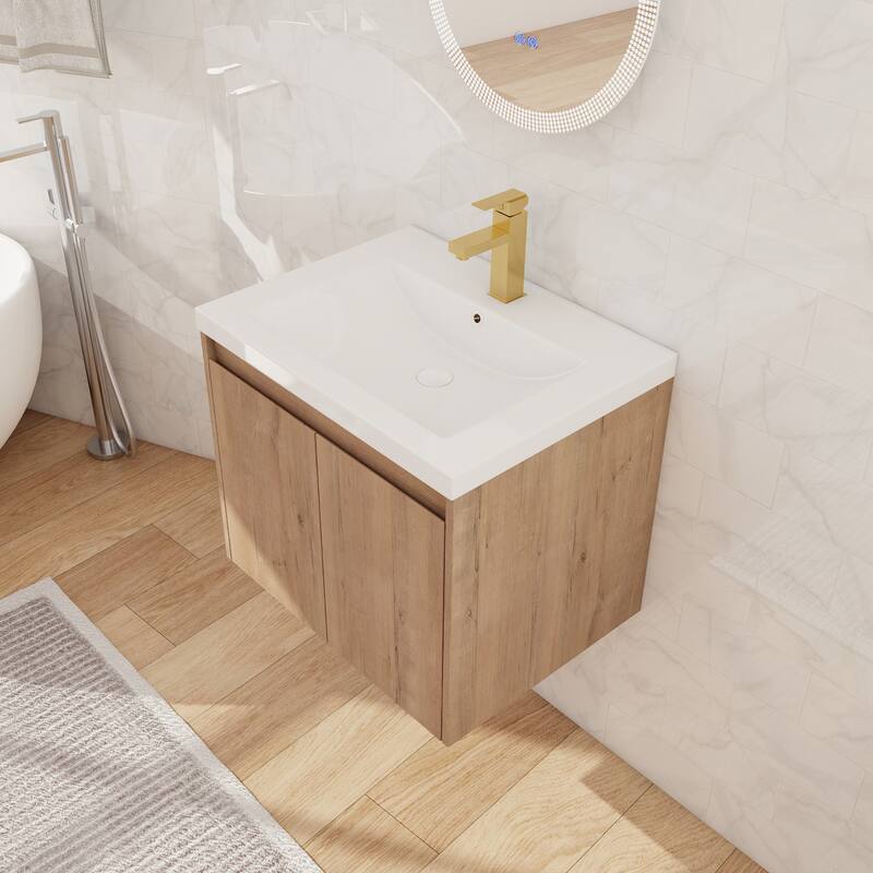 Beingnext 24"/36"/48"/60" Bathroom Vanity with Resin Sink, Floating Bathroom Vanity with Soft Close Doors