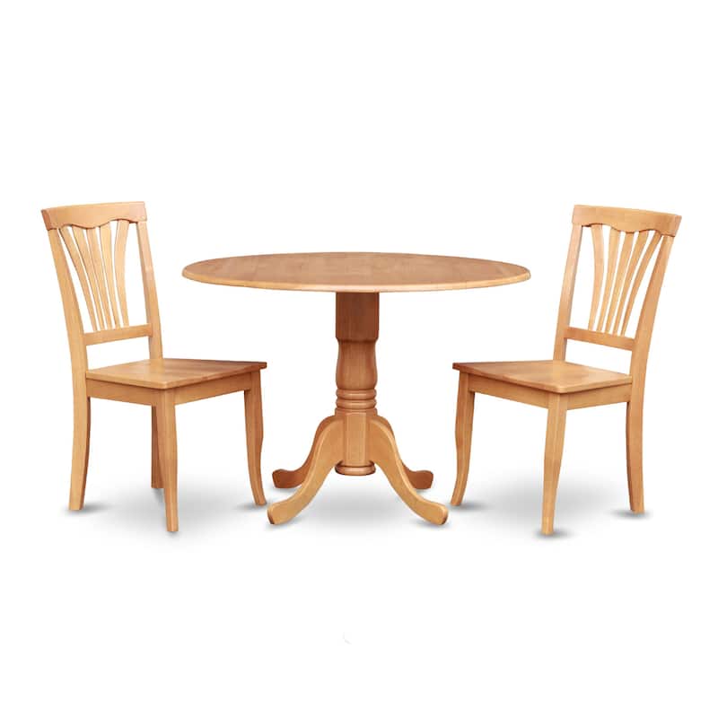 East West Furniture 3 Piece Dining Set Contains a Round Dining Table and 2 Kitchen Room Chairs, Oak (Seat Options)