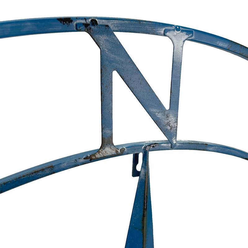 Zeckos Aegean Blue Metal Nautical Compass Rose Wall Sculpture 39 Inch