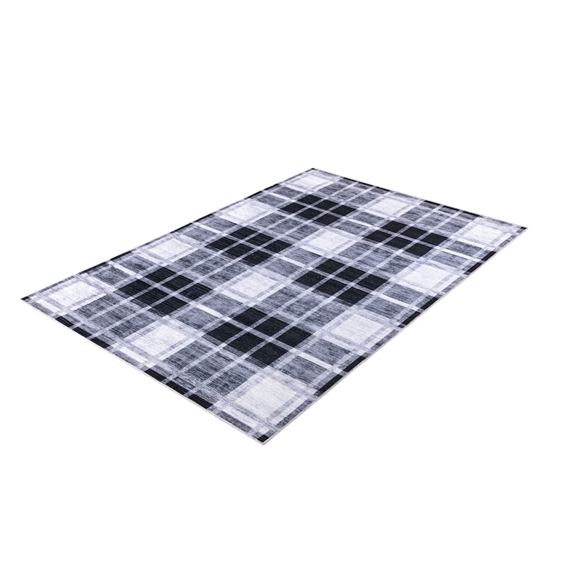 Abani Rugs PAR130A Parker Plaid Cream Black Area Rug