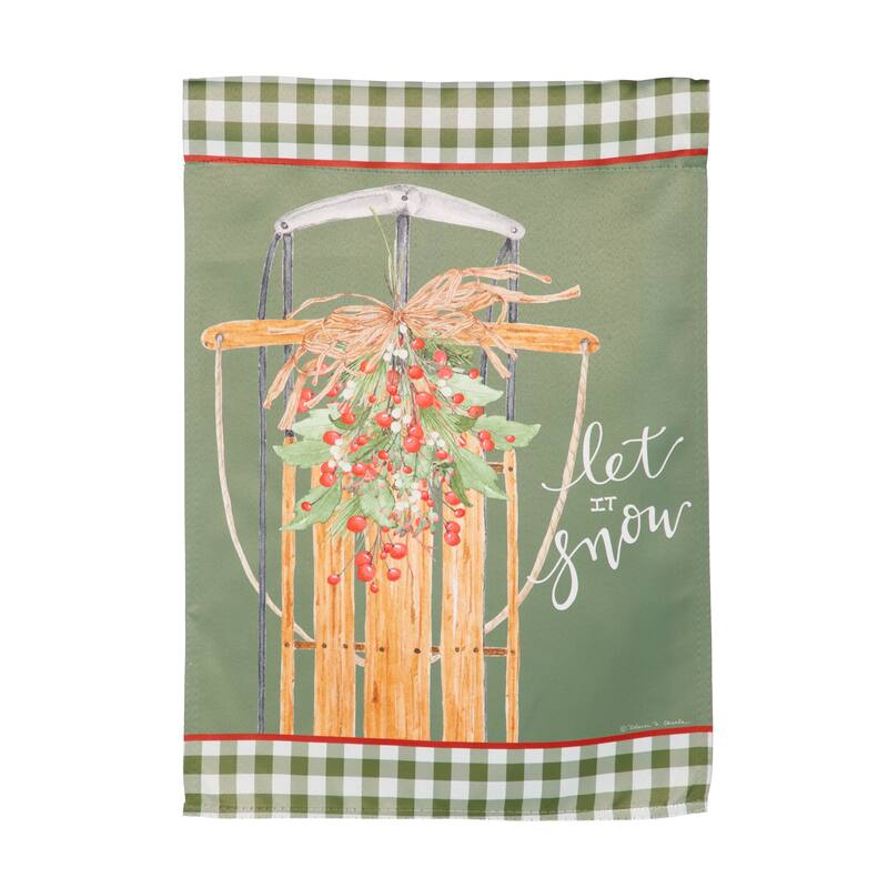 12.5 in. x 18 in. Let It Snow Sleigh Suede Garden Flag