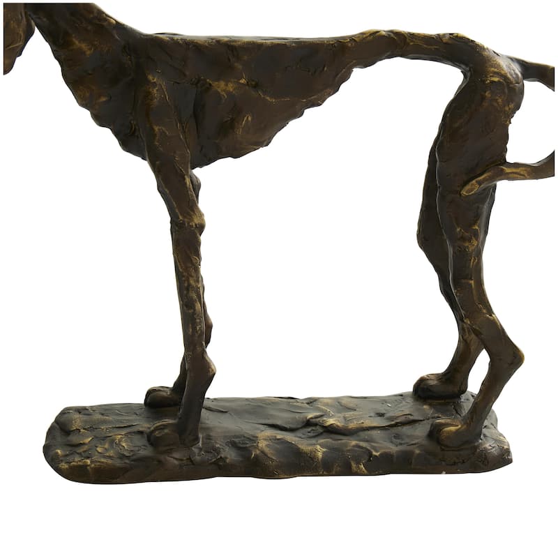 Polystone Dog Distressed Slim Frame Decorative Sculpture with Gold Accents - Bronze - Roche River Decor