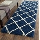 preview thumbnail 87 of 135, SAFAVIEH Hudson Shag Estella Diamond Trellis 2-inch Thick Rug 2'3" x 16' Runner - Navy/Ivory
