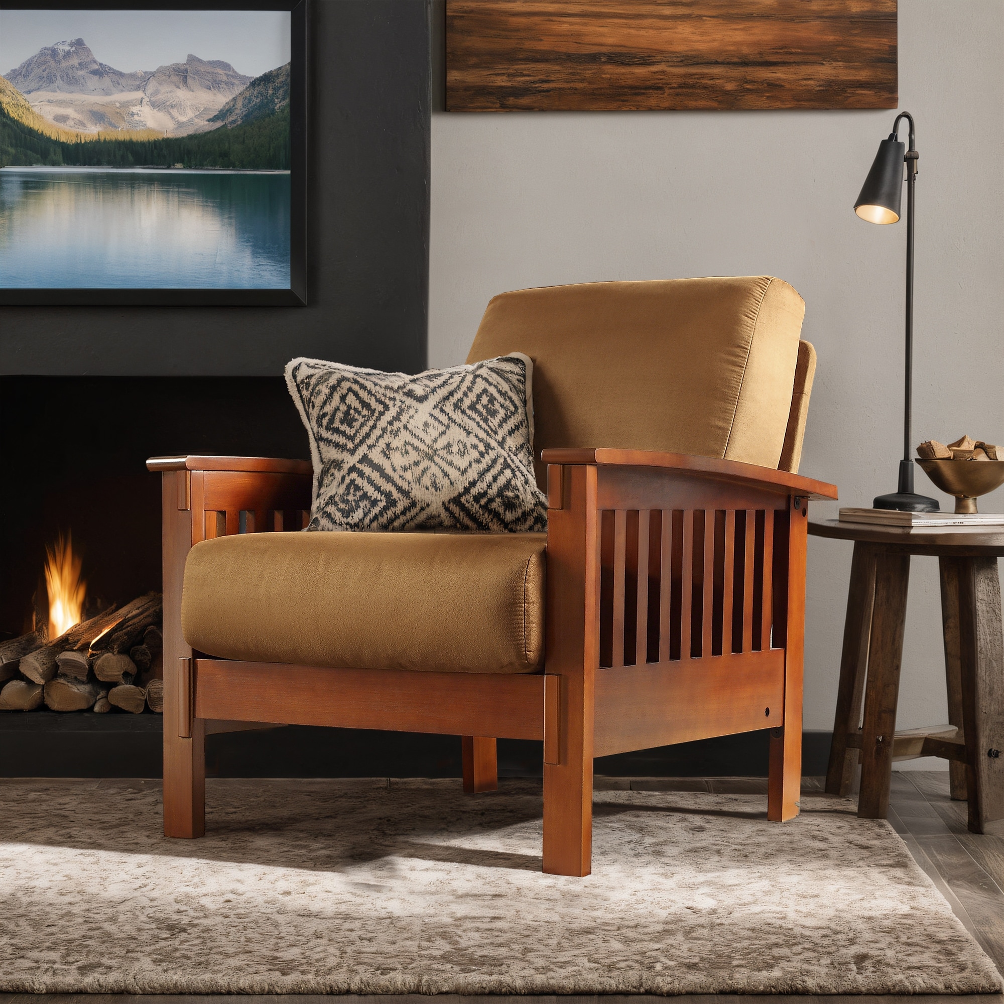 Carson Carrington Mission style Cushioned Solid Wood Arm Chair On Sale Bed Bath Beyond 25673078