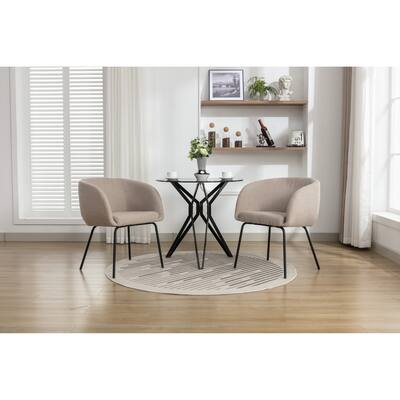 Upholstered Dining Chair, Light Coffee Vanity Chair, Set of 2