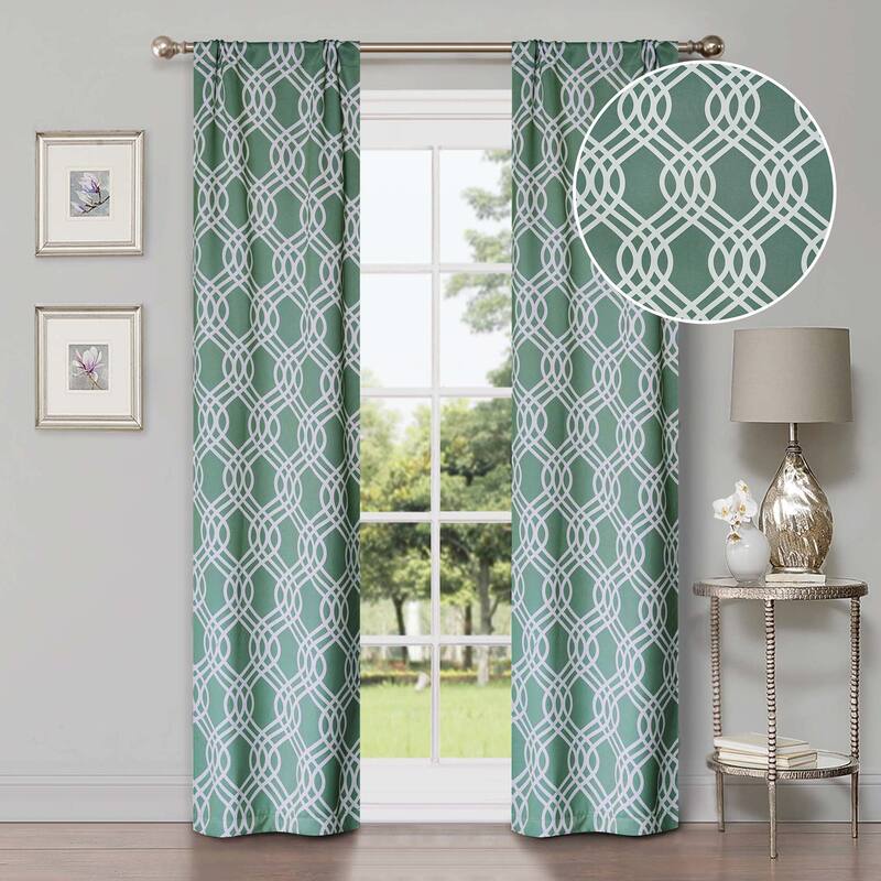 Superior Ribbon Washable Room Darkening Curtains, Set of 2 Panels - 26" x 84" - Teal