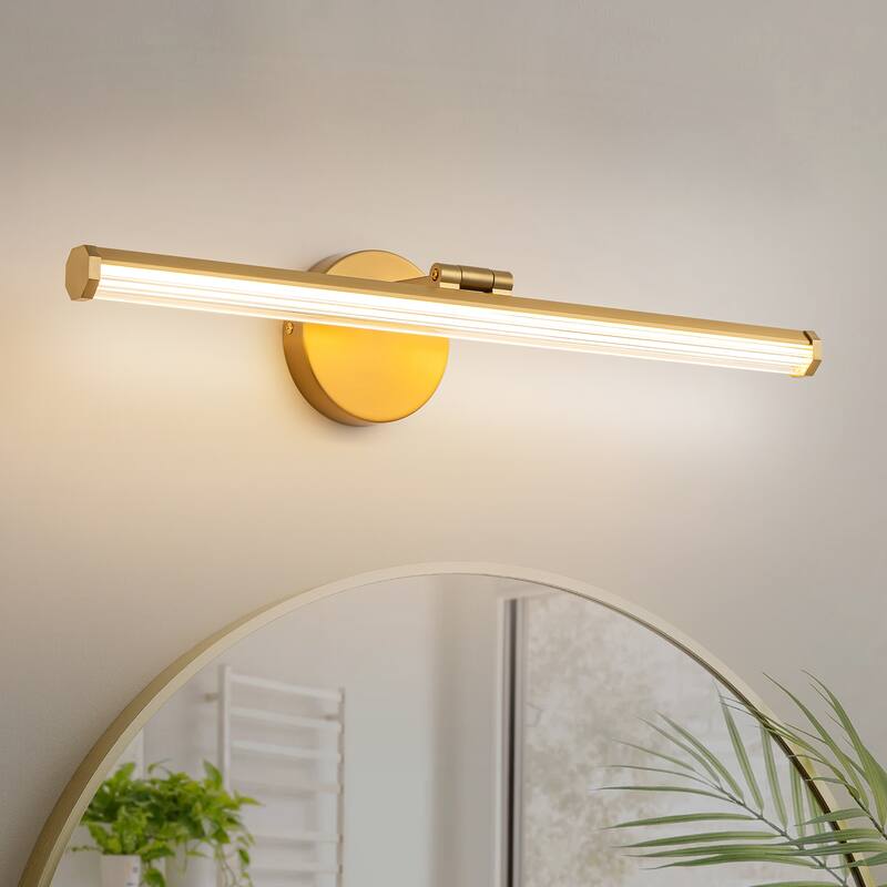 22" Modern Black/Gold Linear LED Bathroom Vanity Light Bar - Gold