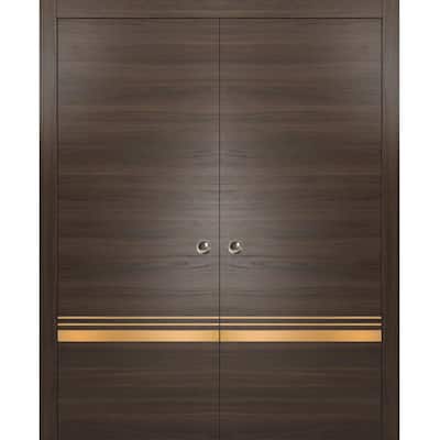 French Double Pocket Doors 36x80 Planum 2010 Chocolate Ash Kit Trims Rail