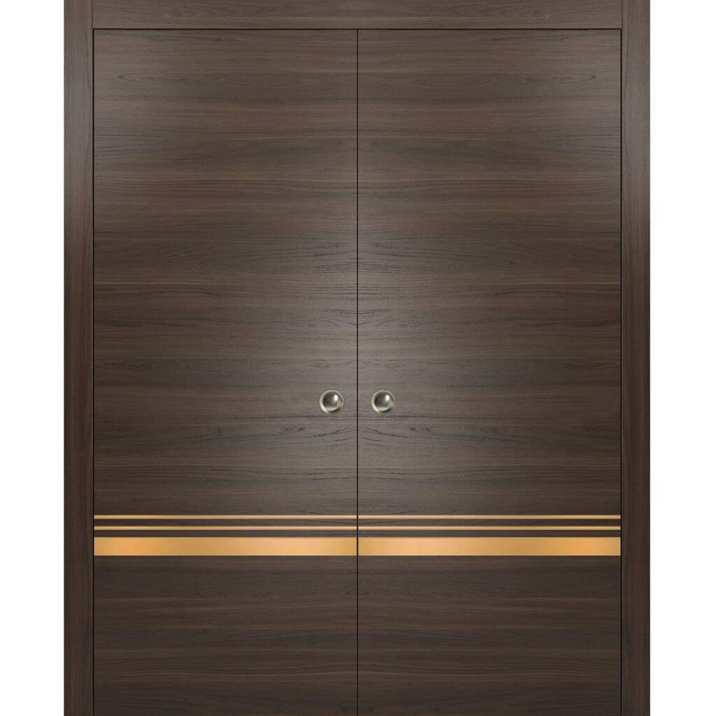 French Double Pocket Doors 36x80 Planum 2010 Chocolate Ash Kit Trims Rail