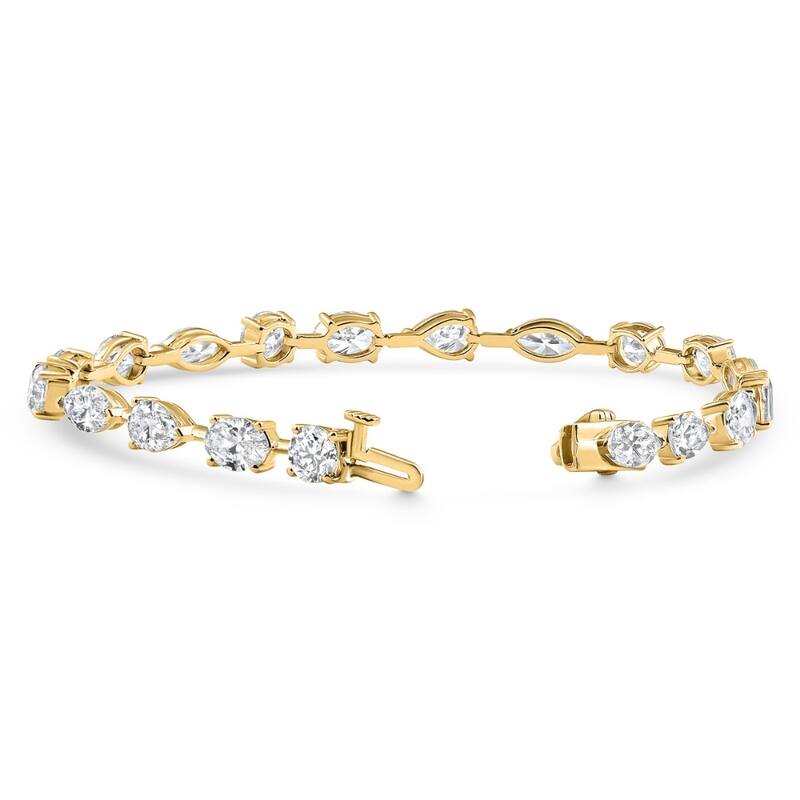 Bliss Diamond 5Ct Mixed Cut Diamond Tennis Bracelet 7" Yellow Gold Lab Grown