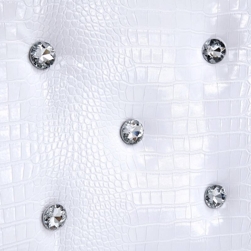 Set of 2 Retro Alligator Skin Upholstered Dining Chairs with Crystal Buckle Design & Faux Leather