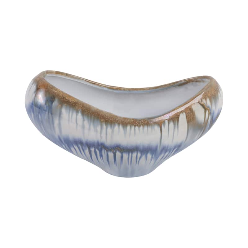 Decorative Ceramic Curve Glazed Ombre Bowl for Home Decor - 15", Multi