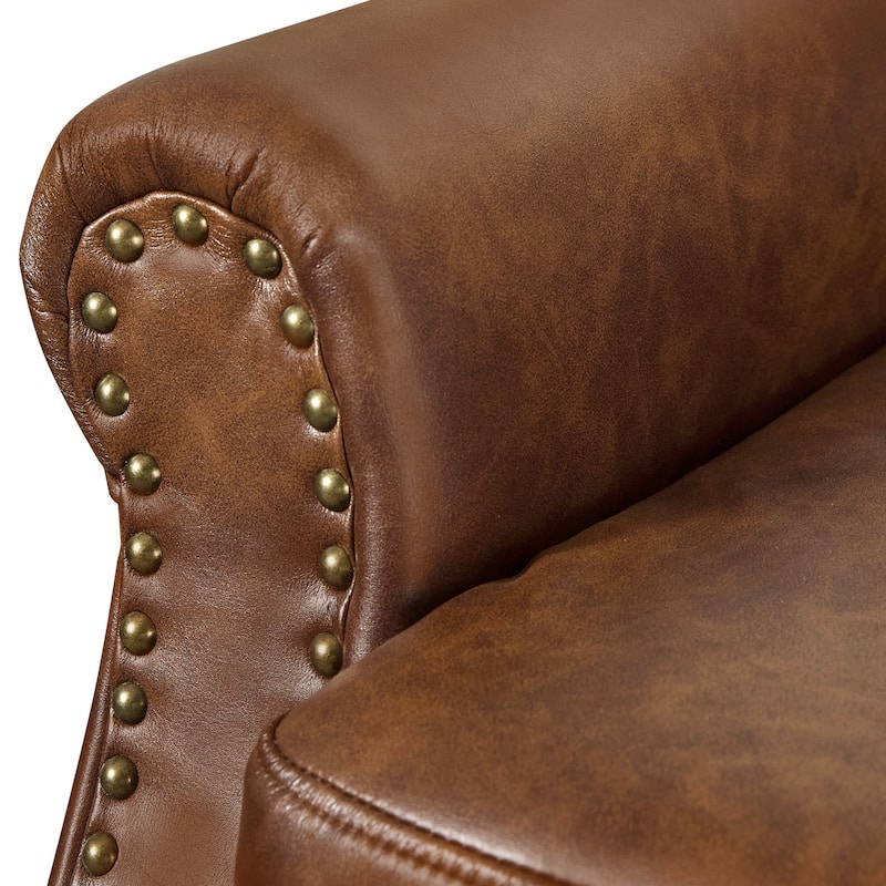 COZYMAN Modern Solid Wood Armchair Upholstered Fabric/Faux Leather Accent Chair for Living Room