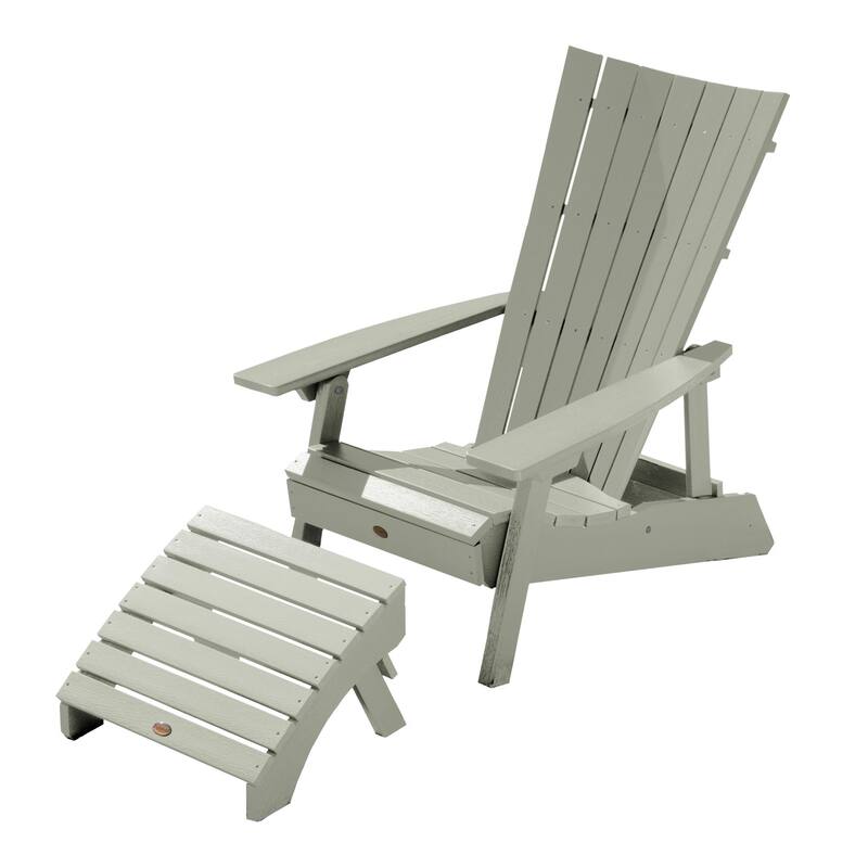 HIGHWOOD Modern Outdoor Chair and Ottoman Set - Eucalyptus