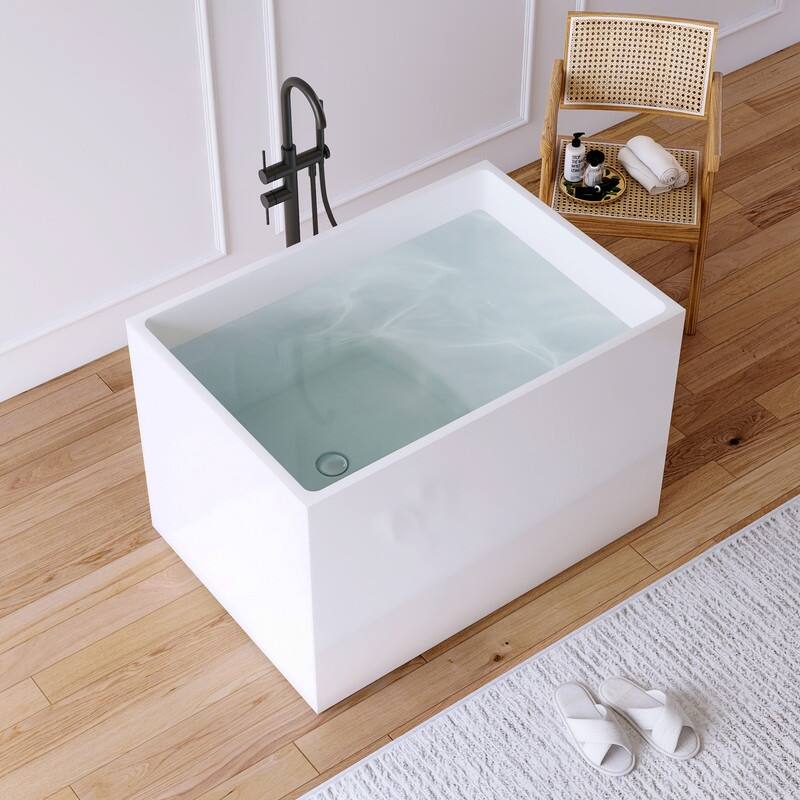 MEDUNJESS 39'' Acrylic Freestanding Bathtub Soaking Tubs