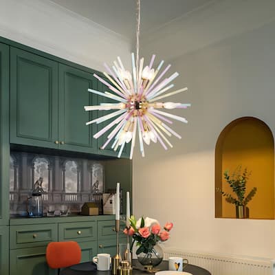 12-Light Modern Glam Sputnik Chandelier for Dining Room Starburst Firework Pendant Light - 22 in. W x 22 in. H