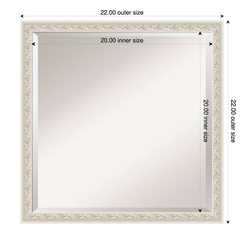 Bethany Beveled Wood Framed Bathroom Vanity Wall Mirror - 22 x 22 in - Bethany Silver