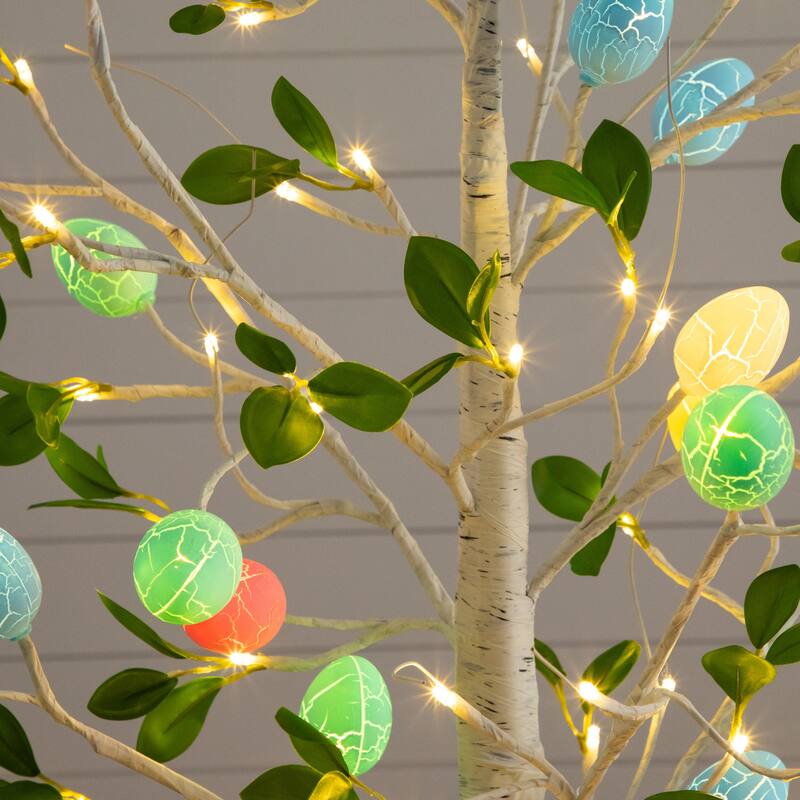 6-ft Pre-Lit Blooming Easter Egg Twig Tree with 24 LED Lights