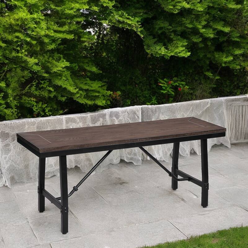 Oak and Black Finish Bench