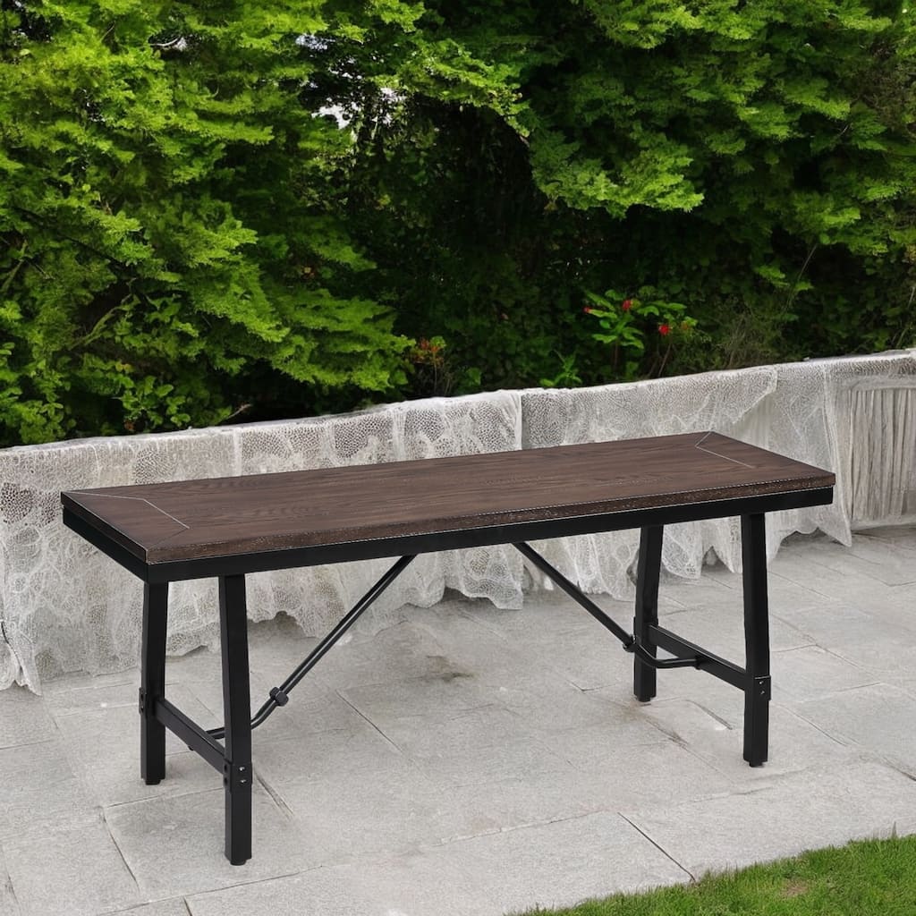 Oak and Black Finish Bench