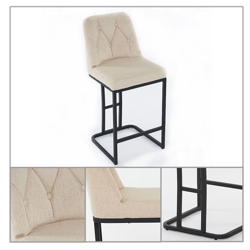 Modern minimalist bar chair set with upholstered backrest and metal legs suitable for bedroom living room kitchen bar