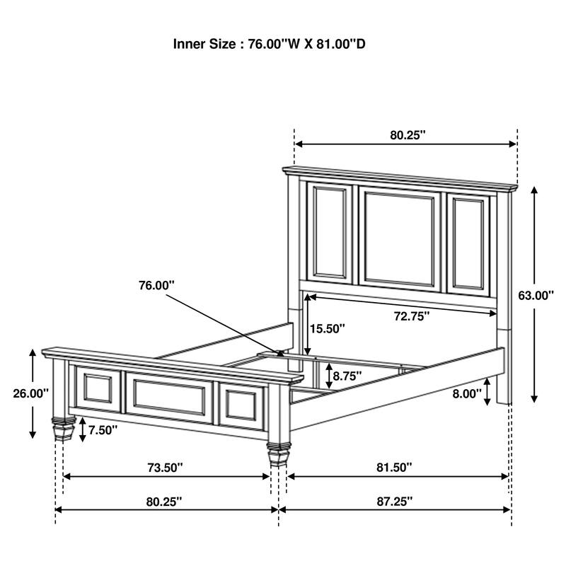 Sandy Beach 5-piece Bedroom Set with High Headboard