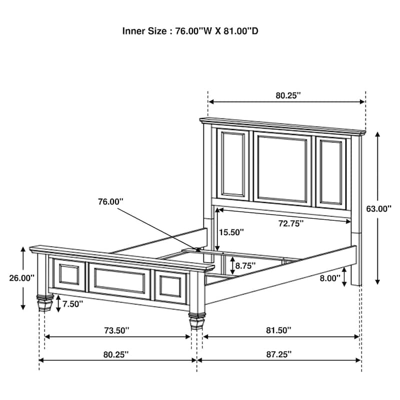 Sandy Beach 5-piece Bedroom Set with High Headboard