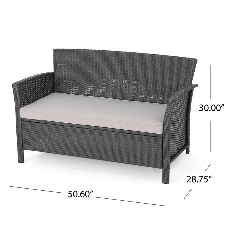 Outdoor Wicker Sofa Set with Loveseat and Chairs, 4-Piece Patio Conversation Sofa Set with Cushions and Table